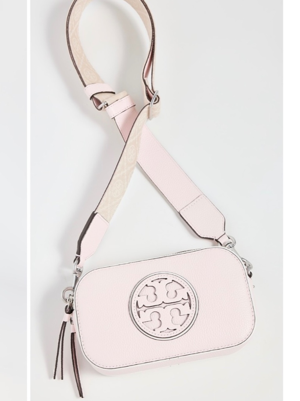 Tory Burch Miller Patent Border Mini Crossbody Pale Pink